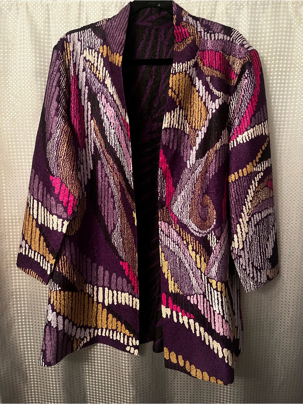 Purple Multi Open-Front Short Reversible Kimono